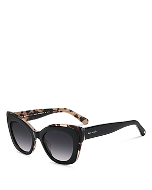 Shop Kate Spade New York Marigold Cat Eye Sunglasses, 51mm In Black Havana/gray Polarized Gradient