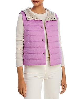 Shop Herno Reversible Hooded Puffer Vest In Orchid/chantilly