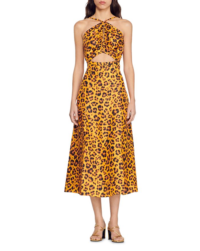 Sandro Kalinda Leopard Print Midi Dress Bloomingdale s