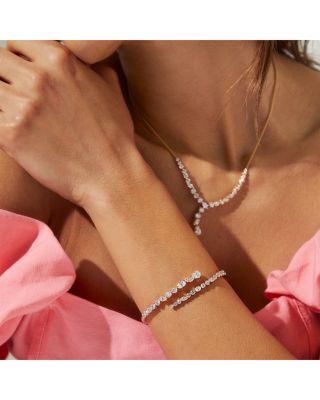 Flutter Cubic Zirconia Bypass Bangle Bracelet in Rhodium Plated or 18K Gold Plated