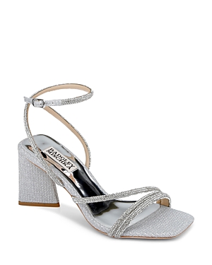 Shop Badgley Mischka Women's Freedon Ankle Strap High Heel Sandals In Silver Textile