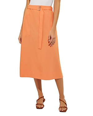 Misook Belted Patch Pocket A-line Midi Skirt In Citrus Blossom