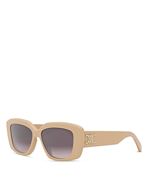 Shop Celine Triomphe Rectangular Sunglasses, 55mm In Beige/brown Gradient