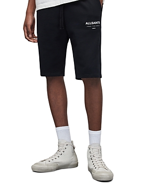 Shop Allsaints Underground Sweat Shorts In Jet Black/optic White