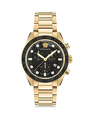 Shop Versace Greca Dome Chronograph, 43mm In Black/gold