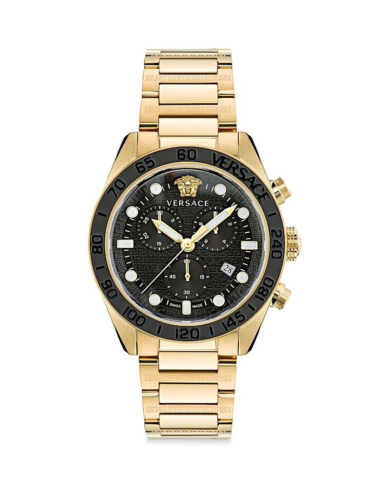 Versace Greca Dome Chrono Bracelet Watch In Gold