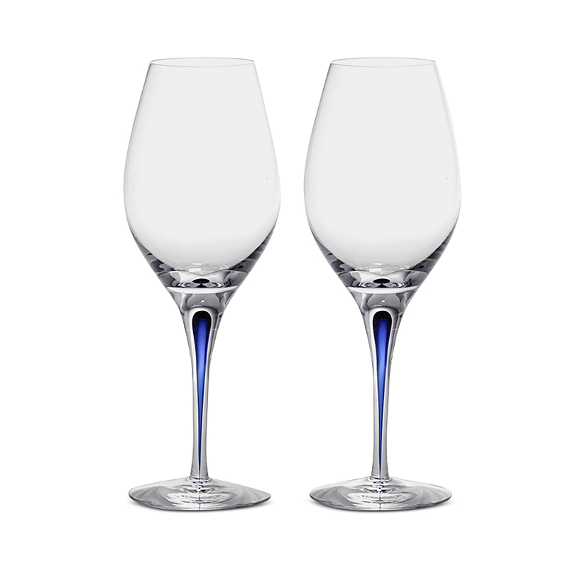 Orrefors Intermezzo Blue Wine Glasses, Set Of 2 In Clear