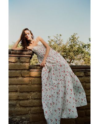 AQUA Cherry Print Bustier Maxi Dress - 100% Exclusive | Bloomingdale's