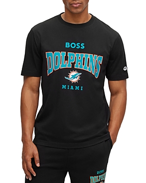 Hugo Boss Boss X Nfl Stretch-cotton T-shirt With Collaborative Branding In Black