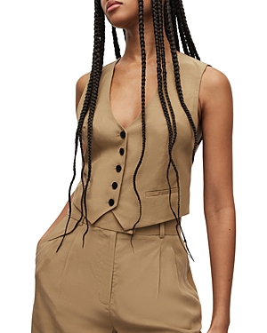 Allsaints Deri Lyn Crop Vest In Light Khaki