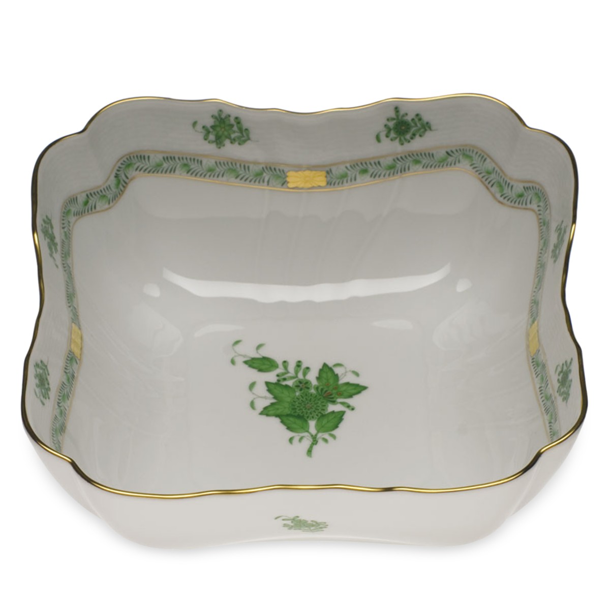 Herend Square Salad Bowl in Green