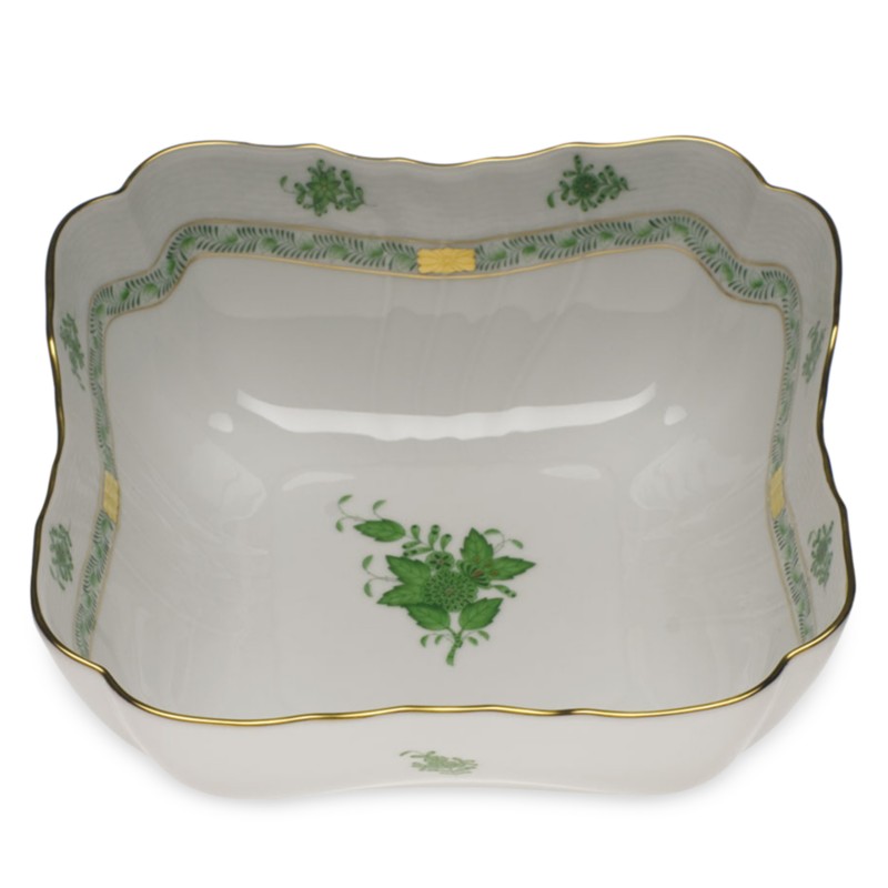 Herend Square Salad Bowl in Green