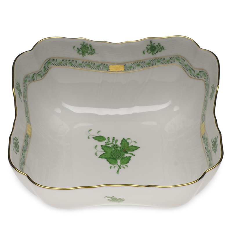 Herend Square Salad Bowl In Green