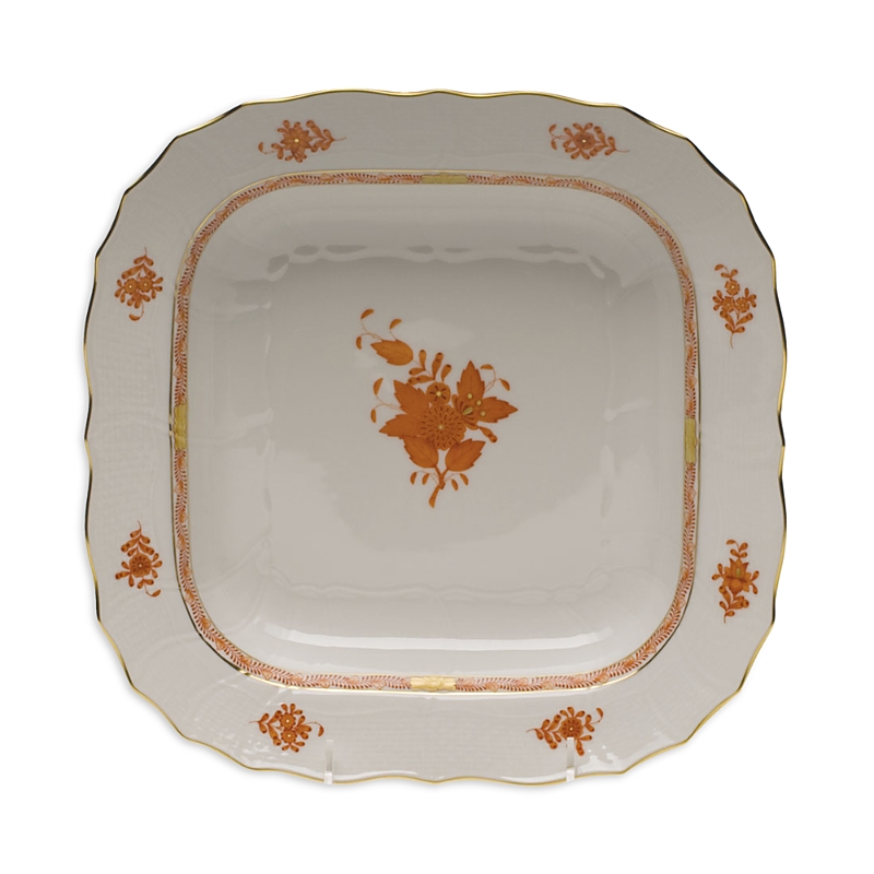 Herend Chinese Bouquet Rust Square Fruit Dish In Rust