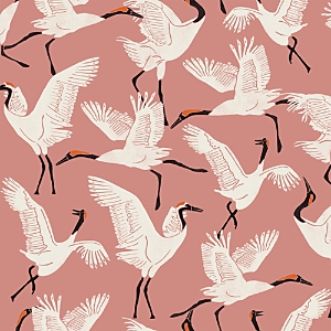 Tempaper Family Of Cranes Peel And Stick Wallpaper In Med Pink