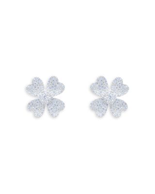 Meira T 14K White Gold Diamond Pave Flower Stud Earrings