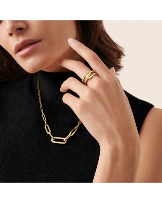 18K Yellow Gold Maillon Diamond Interlocking Ring