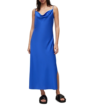 Allsaints Hadley Satin Slipdress In Dazzling Blue