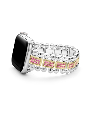 Lagos Smart Caviar Sterling Silver & 18k Gold Apple Watch Bracelet, 38-45mm In Silver/pink