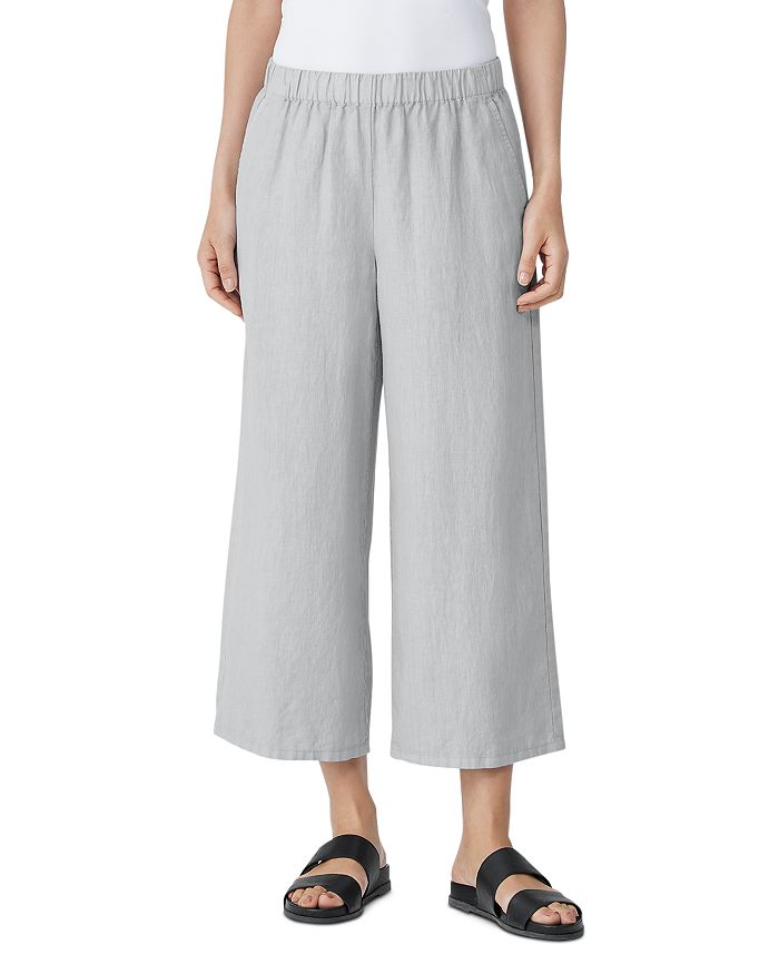 Eileen Fisher Organic Linen Wide Leg Cropped Pants | Bloomingdale's