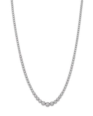 Bloomingdale's Fine Collection Certified Colorless Diamond Crown Set Tennis Necklace in 14K White Gold, 10.0 ct. t. w. - Exclusive