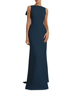 Safiyaa Celestia Draped Back Gown In Ink Blue