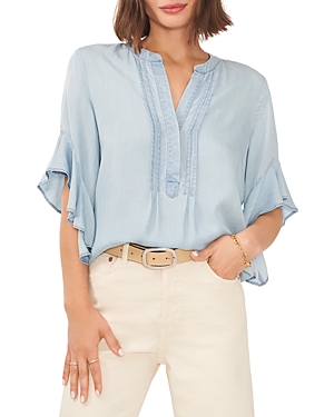 VINCE CAMUTO PIN TUCK FLUTTER SLEEVE BLOUSE