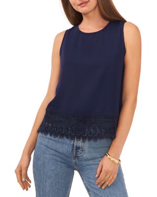 VINCE CAMUTO - Lace Hem Sleeveless Blouse
