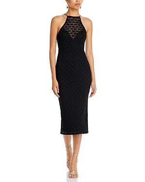 Bardot Chameleon Lace Halter Midi Dress In Black