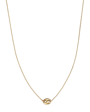 14K Yellow Gold Puff Mariner Link Pendant Necklace, 18