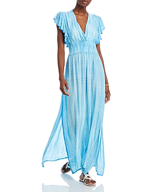 Tiare Hawaii Dahlia Tie Dye Cover Up Maxi Dress In Turquoise