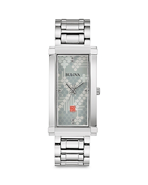 Bulova Frank Lloyd Wright Pattern #106 Watch, 24.6mm X 45mm In Gray/silver