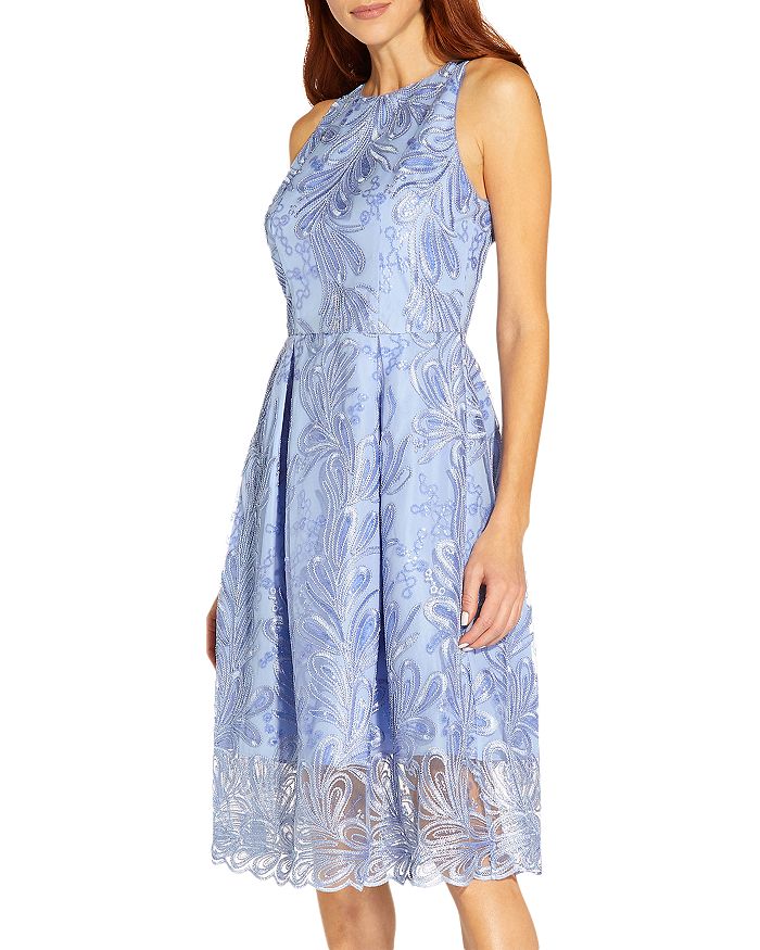 Adrianna Papell Ribbon Embroidered Fit Flare Dress Bloomingdale s