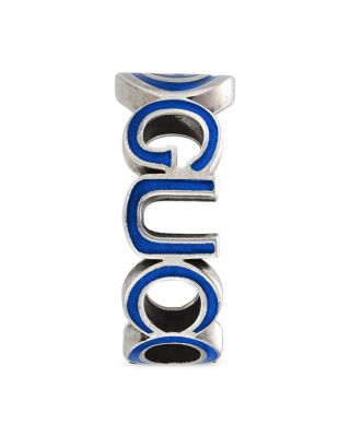 Sterling Silver Interlocked G Blue Enamel Logo Ring