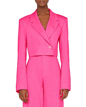 Frame Pink Cropped Blazer In Flamingo