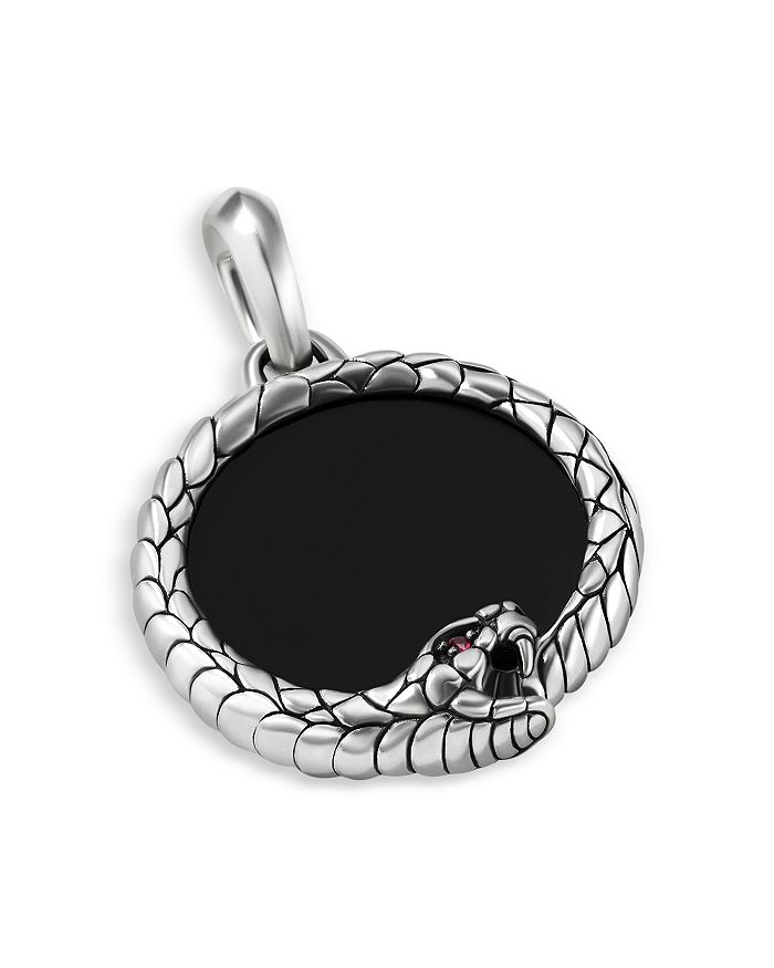David Yurman - Men's Sterling Silver Cairo Onyx & Ruby Snake Amulet Pendant