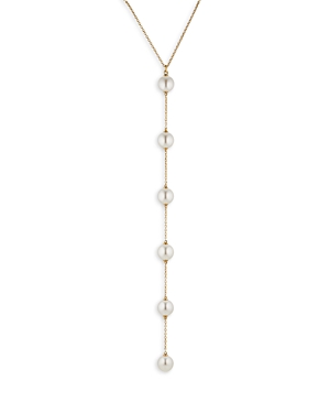 Nadri Dot Dot Dot Multi Imitation Pearl Y Necklace in 18K Gold Plated, 15