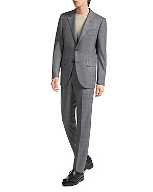 Shop Zegna Prince Of Wales Centoventimila Slim Fit Wool Suit In Dark Gray