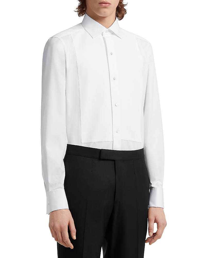 Zegna Chemise De Smoking En Coton Blanc Optique In White