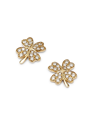 Bloomingdale's Diamond Four Leaf Clover Stud Earrings In 14k Yellow Gold, 0.45 Ct. T.w. - 100% Exclusive
