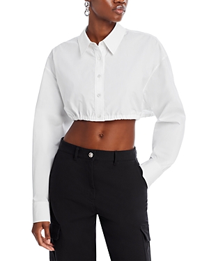 Alexander Wang T Alexanderwang.t Cotton Cropped Drawstring Shirt In White