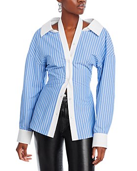 Light Blue Chanel Terry Cloth Button-Up Short Sleeve Top Size EU 38
