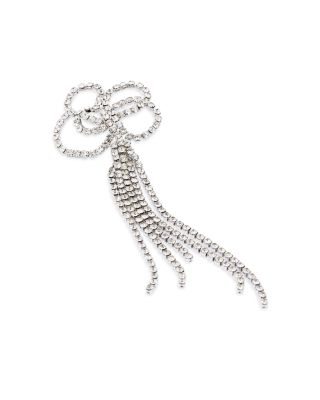 Crystal Bow Statement Earrings in Rhodium Plated