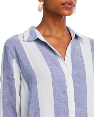 Rugby Beach Stripe Boyfriend Shirt Swim Coverup