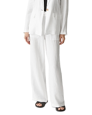 Shop Michael Stars Jules Linen Wide Leg Drawstring Pants In White