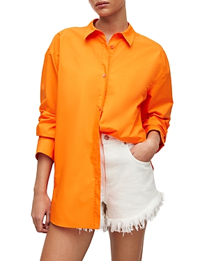 Allsaints Sasha Poplin Shirt In Vivid Orange