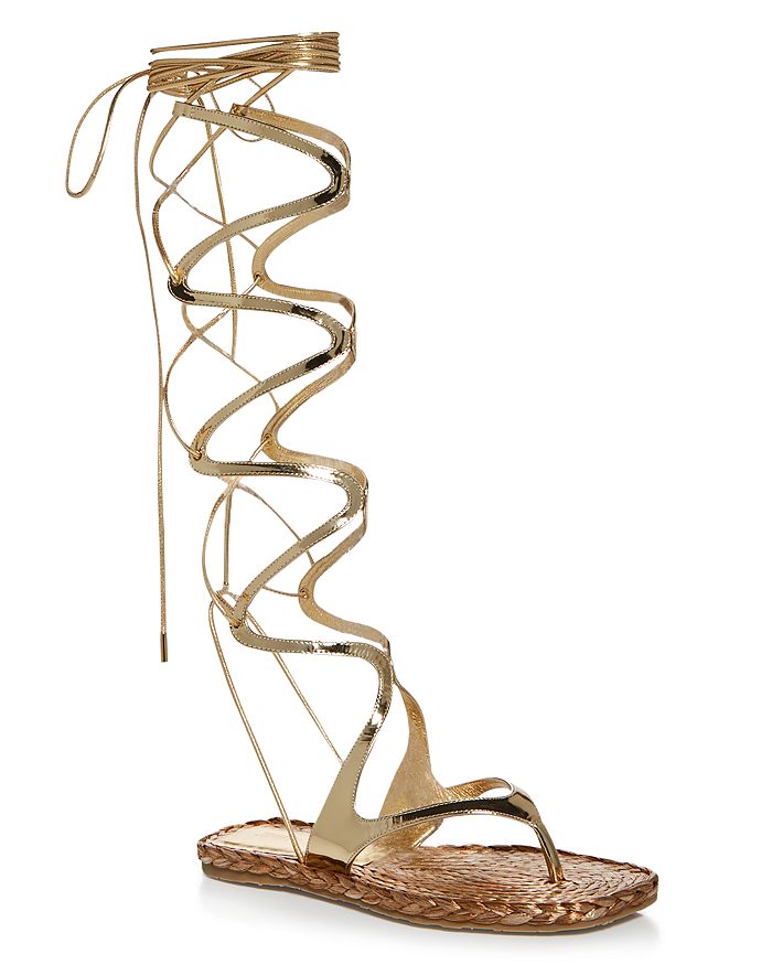 Jimmy Choo Agave Flat Leather Sandals - Gold - 36