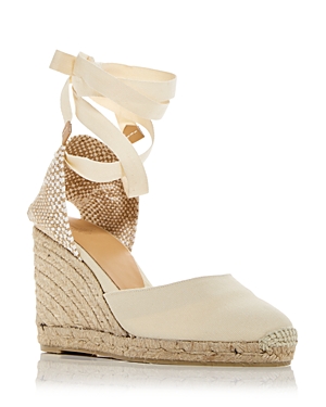 Shop Castaã±er Women's Carina Ankle Tie Espadrille Wedge Sandals In Ivory