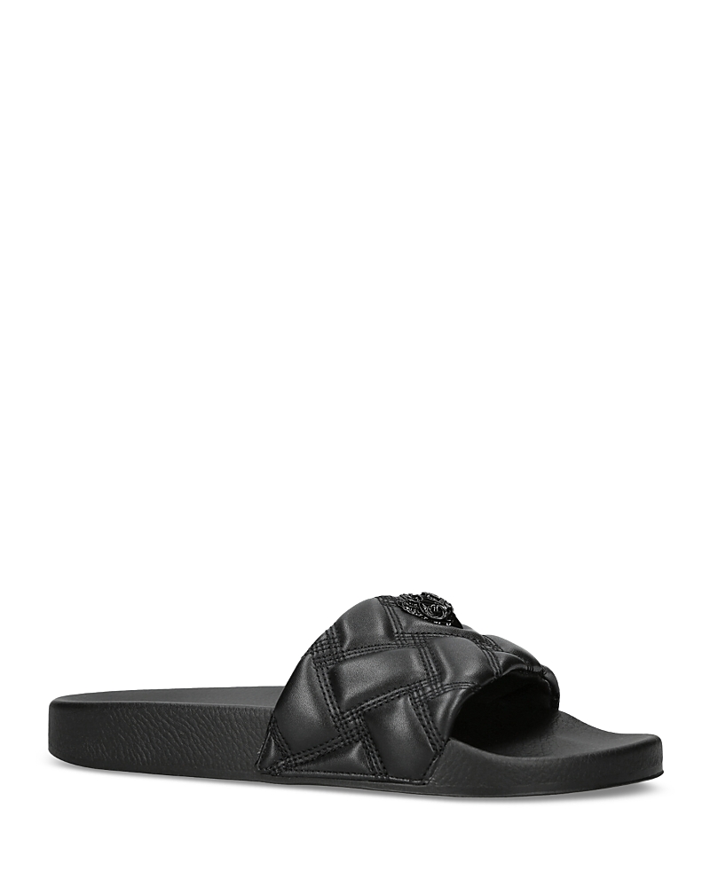 Kurt Geiger Womens Black Meena Eagle-embellished Faux-leather Flat Sandals In Black