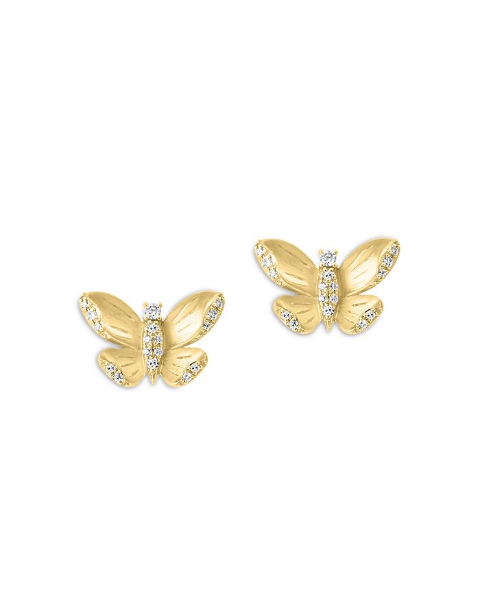 Bloomingdale's Diamond Butterfly Stud Earrings in 14K Yellow Gold